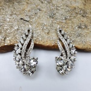 60's Signed Joseph Wiesner Clip-On Earrings Silver